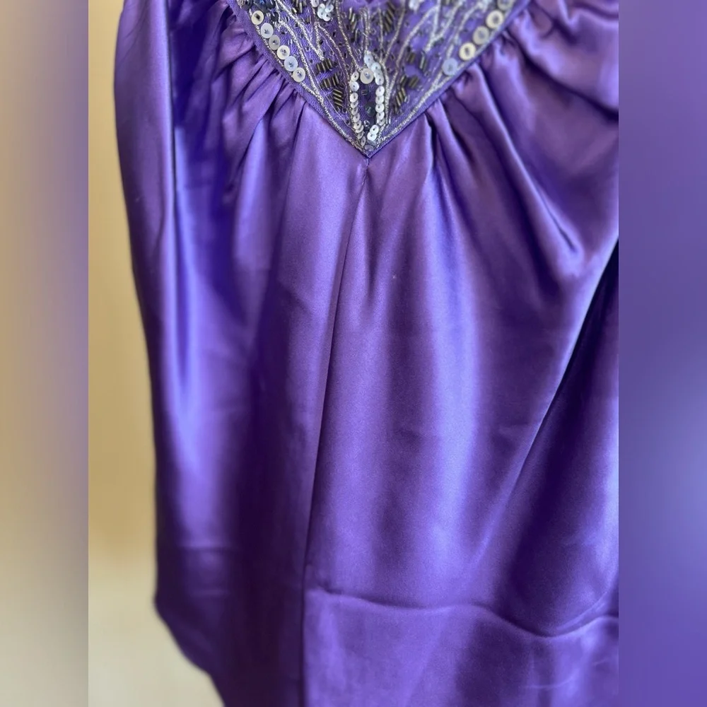 Cache Top Vintage Silk Jazz Age Blouse Sleeveless Sequined Amethyst Size M - Picture 9 of 16